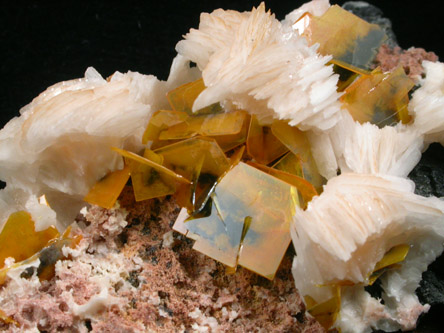 Wulfenite and Barite from Mibladen, Haute Moulouya Basin, Zeida-Aouli-Mibladen belt, Midelt Province, Morocco