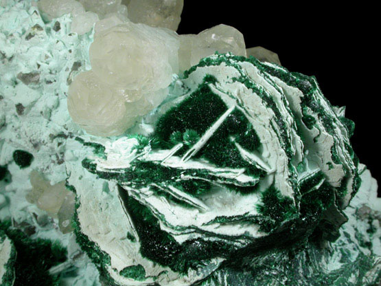 Calcite, Chrysocolla, Malachite from Mashamba Mines, 10 km west of Kolwezi, Katanga Copperbelt, Lualaba Province, Democratic Republic of the Congo