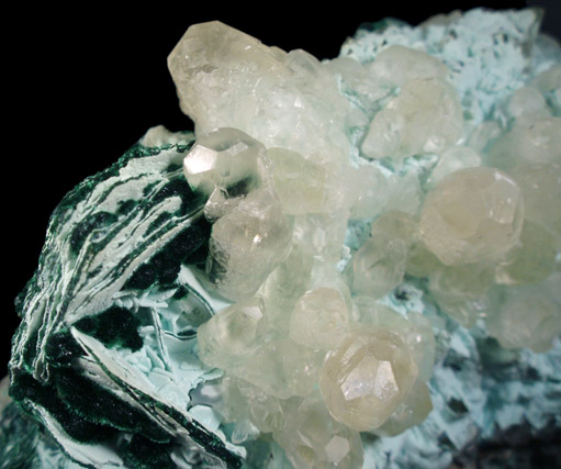 Calcite, Chrysocolla, Malachite from Mashamba Mines, 10 km west of Kolwezi, Katanga Copperbelt, Lualaba Province, Democratic Republic of the Congo