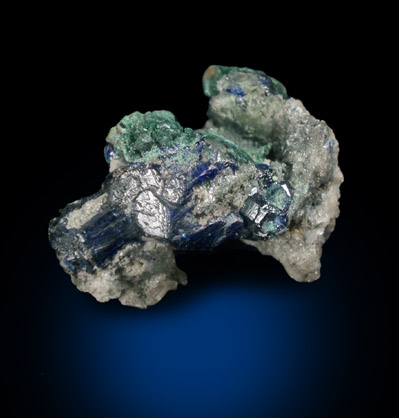 Malachite pseudomorphs after Azurite with Cerussite from Mammoth-St. Anthony Mine, Tiger, Mammoth District, Pinal County, Arizona