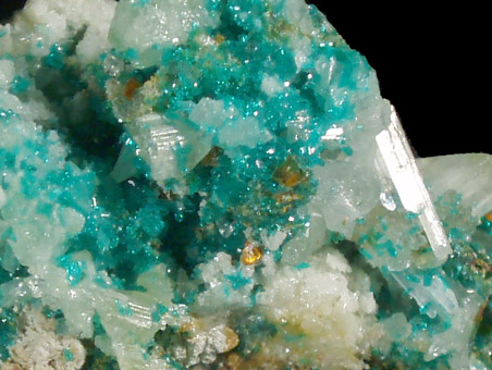 Dioptase, Wulfenite, Willemite from Mammoth-St. Anthony Mine, Tiger, Mammoth District, Pinal County, Arizona