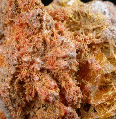 Vanadinite with Wulfenite from Mammoth-St. Anthony Mine, Tiger, Mammoth District, Pinal County, Arizona
