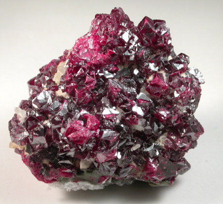 Cinnabar (twinned crystals) on Quartz from Nikitovka, Donets'k Oblast, Ukraine