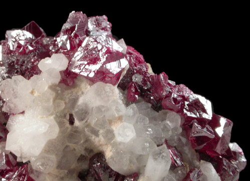 Cinnabar (twinned crystals) on Quartz from Nikitovka, Donets'k Oblast, Ukraine