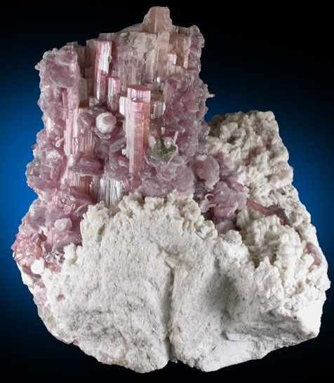 Microlite on Elbaite var. Rubellite Tourmaline with Lepidolite from Nuristan Province, Afghanistan