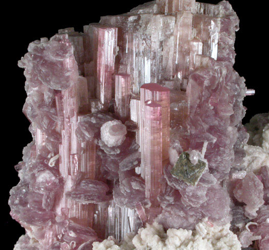 Microlite on Elbaite var. Rubellite Tourmaline with Lepidolite from Nuristan Province, Afghanistan