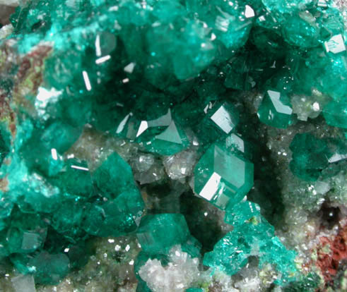 Dioptase on Calcite from Tsumeb Mine, Otavi-Bergland District, Oshikoto, Namibia