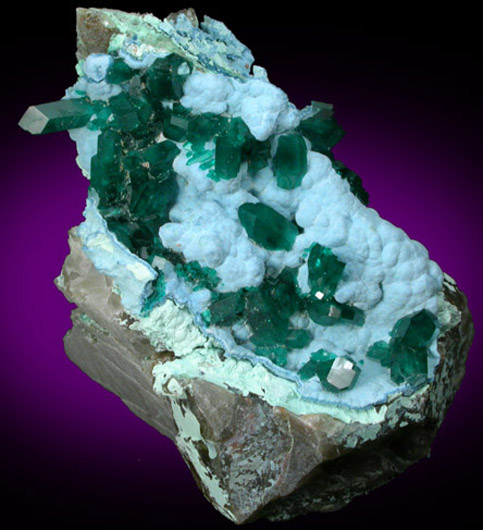 Dioptase and Shattuckite from Omaue, Kaokoveld, Namibia