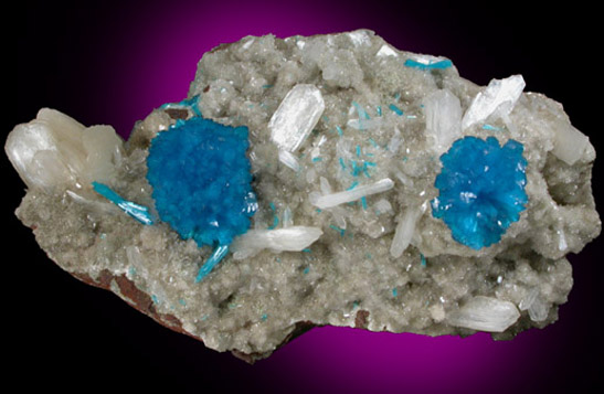 Cavansite on Stilbite-Ca from Wagholi Quarry, Maharashtra, India