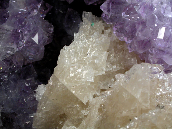 Calcite on Quartz var. Amethyst from Ajanta, Maharashtra, India