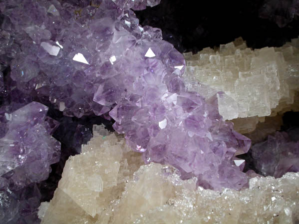 Calcite on Quartz var. Amethyst from Ajanta, Maharashtra, India