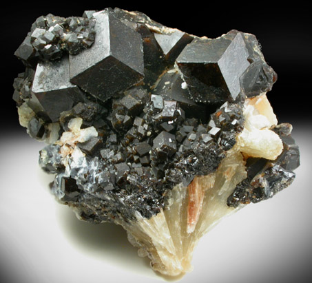 Andradite-Grossular Garnet with Stilbite from Trantimou, Kayes Region, Mali