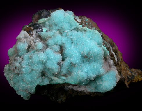 Chrysocolla with Quartz overgrowth from Ray Mine, Mineral Creek District, Pinal County, Arizona