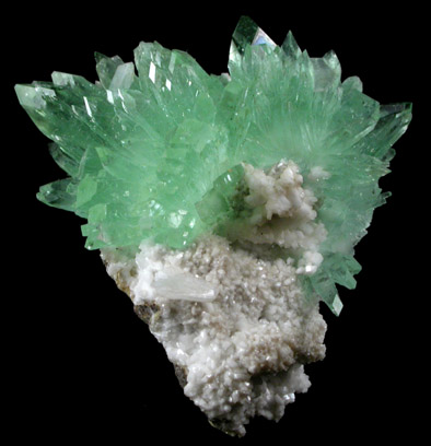 Apophyllite with Stilbite-Ca on Quartz from Pashan Hill Quarry, Maharashtra, India