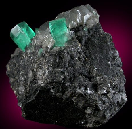 Beryl var. Emerald on Calcite from Polveros Mine, Vasquez-Yacopi District, Colombia