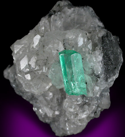 Beryl var. Emerald on Calcite from La Pita Mine, Vasquez-Yacopi District, Colombia