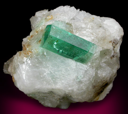 Beryl var. Emerald on Calcite from La Pita Mine, Vasquez-Yacopi District, Colombia