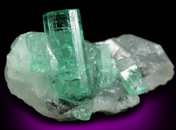 Beryl var. Emerald on Calcite from La Pita Mine, Vasquez-Yacopi District, Colombia