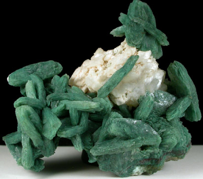 Stilbite (green) on Heulandite from Sakur, Maharashtra, India