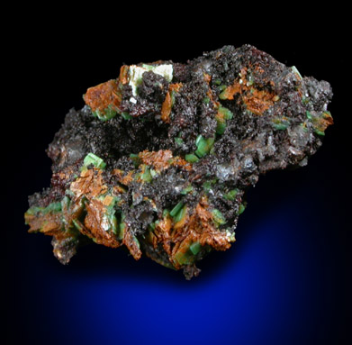 Bassetite with Torbernite from Wheal Basset, St. Day District, Cornwall, England (Type Locality for Bassetite)