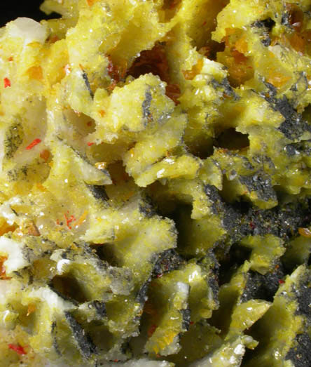 Sulfur, Orpiment, Realgar on Calcite from Shimen, Hunan, China