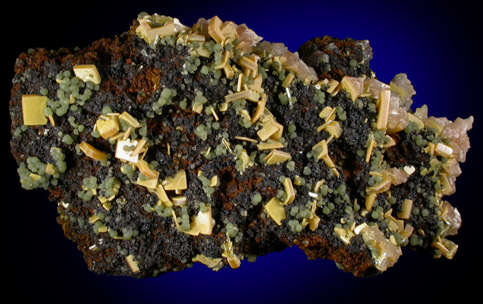 Wulfenite, Mimetite, Calcite from Mina Ojuela, Mapimi, Durango, Mexico