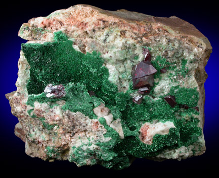 Cuprite with Malachite from Mashamba West Mine, 13 km west of Kolwezi, Katanga Copperbelt, Lualaba Province, Democratic Republic of the Congo