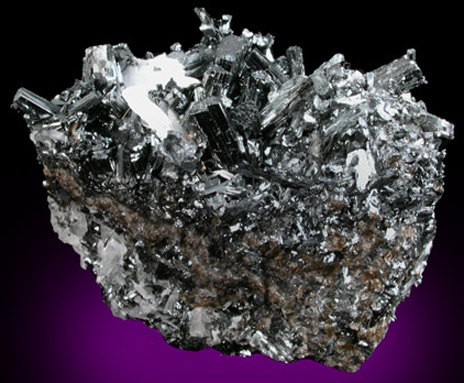 Manganite with Barite and Quartz from Ilfeld, Harz Mountains, Thuringia, Germany (Type Locality for Manganite)