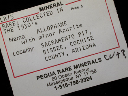 Allophane with Azurite from Sacramento Pit, Bisbee, Cochise County, Arizona