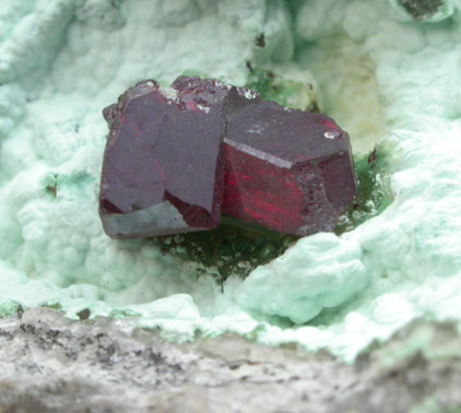 Cuprite on Chrysocolla from Musonoi Mine, Kolwezi District, Katanga Copperbelt, Lualaba Province, Democratic Republic of the Congo