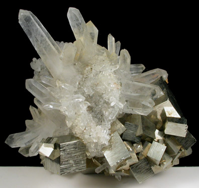 Pyrite on Quartz from Huaron District, Cerro de Pasco Province, Pasco Department, Peru