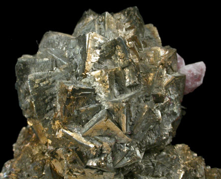 Pyrite with Calcite and Rhodochrosite from N'Chwaning Mine, Kalahari Manganese Field, Northern Cape Province, South Africa