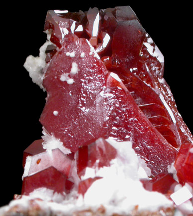 Vanadinite and Calcite on Barite from Mibladen, Haute Moulouya Basin, Zeida-Aouli-Mibladen belt, Midelt Province, Morocco