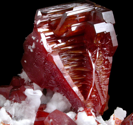 Vanadinite and Calcite on Barite from Mibladen, Haute Moulouya Basin, Zeida-Aouli-Mibladen belt, Midelt Province, Morocco