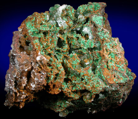 Malachite with Calcite from Bisbee, Warren District, Cochise County, Arizona