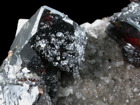 Sphalerite and Calcite on Quartz from Elmwood Mine, Carthage, Smith County, Tennessee