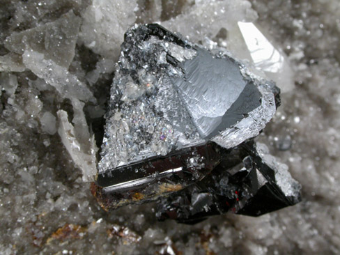 Sphalerite and Calcite on Quartz from Elmwood Mine, Carthage, Smith County, Tennessee