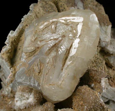 Calcite on Quartz pseudomorphs after Anhydrite from Paterson (New Street Quarry), Paterson, Passaic County, New Jersey