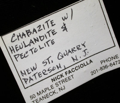 Chabazite, Pectolite, Heulandite from New Street Quarry, Paterson, Passaic County, New Jersey