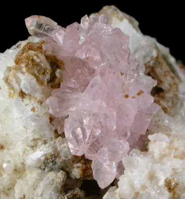 Quartz var. Rose Quartz Crystals with Eosphorite from Rose Quartz Locality, Plumbago Mountain, Oxford County, Maine