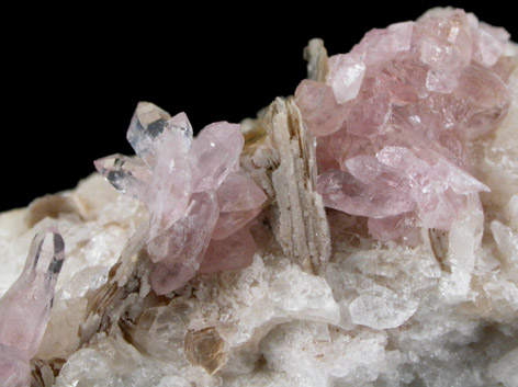 Quartz var. Rose Quartz Crystals from Rose Quartz Locality, Plumbago Mountain, Oxford County, Maine