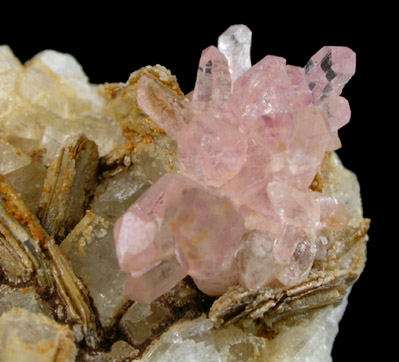 Quartz var. Rose Quartz Crystals from Rose Quartz Locality, Plumbago Mountain, Oxford County, Maine