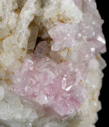 Quartz var. Rose Quartz Crystals with Eosphorite from Rose Quartz Locality, Plumbago Mountain, Oxford County, Maine