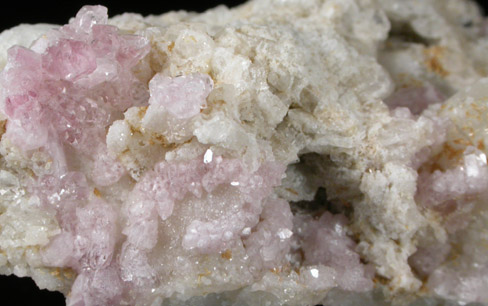 Quartz var. Rose Quartz Crystals with Eosphorite from Rose Quartz Locality, Plumbago Mountain, Oxford County, Maine