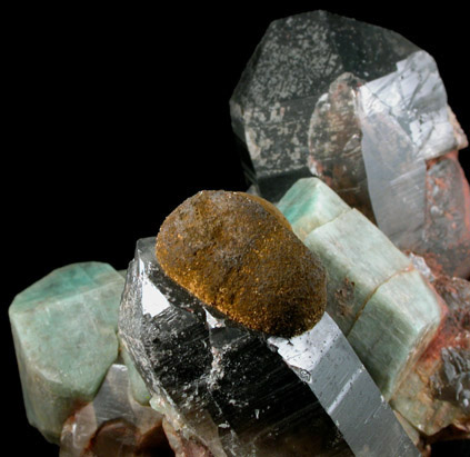 Quartz var. Smoky, Microcline var. Amazonite, Goethite from Lake George District, Park County, Colorado