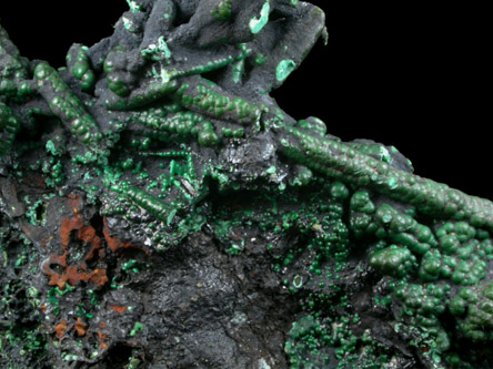 Malachite pseudomorphs after unknown from Ray Mine, Mineral Creek District, Pinal County, Arizona