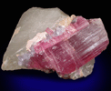 Elbaite var. Rubellite Tourmaline on Quartz with Lepidolite from Himalaya Mine, Mesa Grande District, San Diego County, California