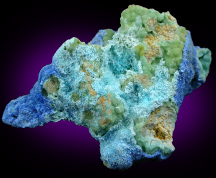 Grandviewite (IMA 2007-004), Cyanotrichite, Chalcoalumite, Smithsonite from Grandview Mine, Coconino County, Arizona (Type Locality for Grandviewite)