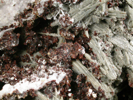 Elpidite, Rhodochrosite, Albite from Poudrette Quarry, Mont Saint-Hilaire, Québec, Canada