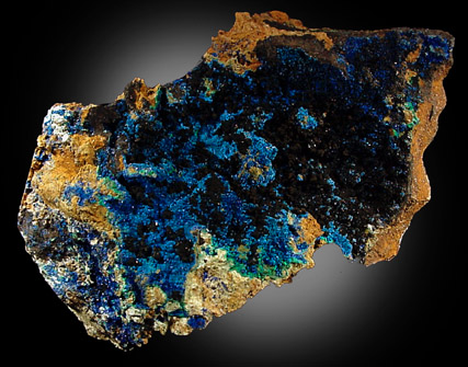 Azurite and Tenorite from 4750' Level, Phelps Dodge Morenci Mine, Morenci, Arizona